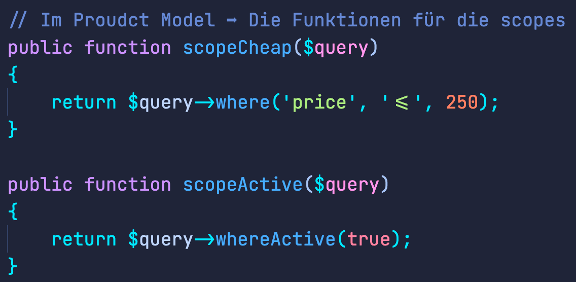 Produktabfrage mit scopes